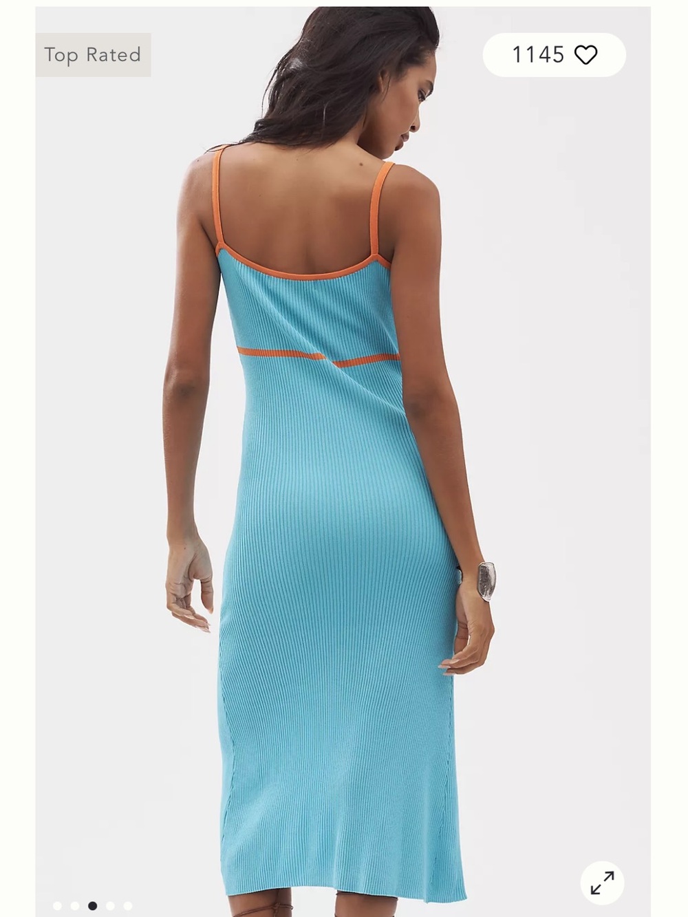 Anthropologie Siempre the label x NeW Turquoise Ribbed Dress Orange Large - Picture 2 of 7